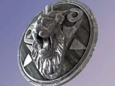 Medieval warrior lion Shield  3D model
