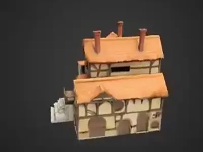 Modular Medieval House 3D Model  Textured FBX for Games  VR 3D model