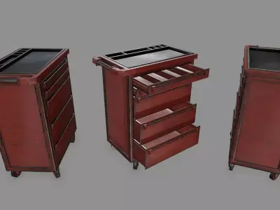 Cupboard dresser with drawers Low-poly 3D model