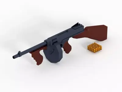 Tommy Gun Low-poly 3D model