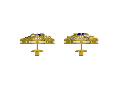 Antique Round Diamond Halo Long Earring 3D print model