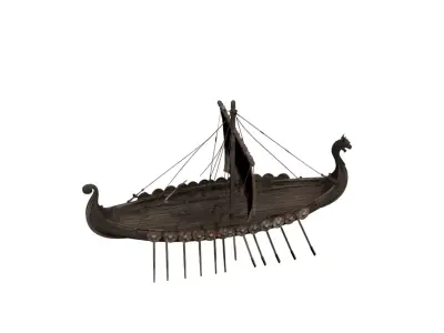 Viking Boat Wooden Longship 3D model