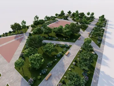 public park-Private Park Landscape 3D model get