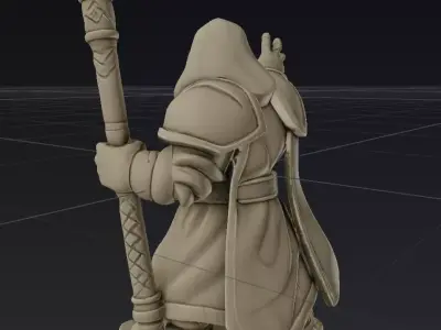 Dwarf Rune Priest Figurine 3D Model OBJ STL GLB Low-poly 3D model