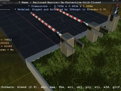 Railroad Barrier 3m High-Poly Version with Protective Grid 3D model