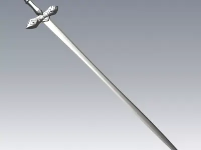 Medieval Sword 3D model 7