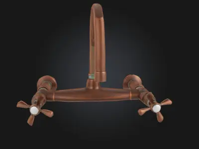 Antique Brass Faucet Vintage Fixture with Ornate Design  3D model