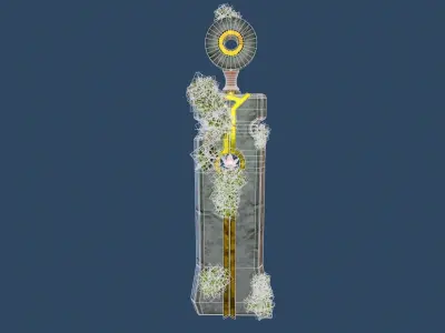 Sword Stylized Stone and Gold Low-poly 3D model