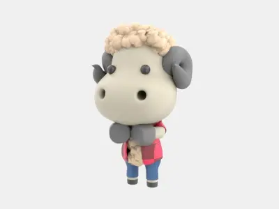 Cute Sheep 3D Illustration 3D model shop