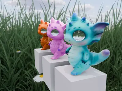 toon Turquoise Dinosaur Low-poly 3D model