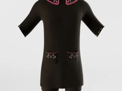 Antique Victorian Childs Outfit Low-poly 3D model