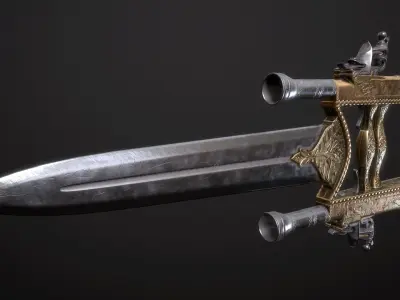 BESTIAL RAGE - Flintlock Katar Low-poly 3D model