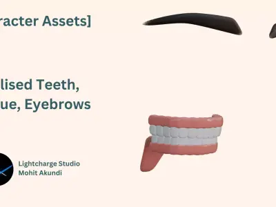 Stylised Teeth Tongue and Eyebrows for Characters Low-poly 3D model