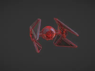 Tie Interceptor Low-poly 3D model