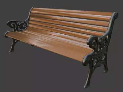 park bench low poly Low-poly 3D model