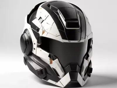 Damaged SciFi Helmet 3D Model 3D model purchase