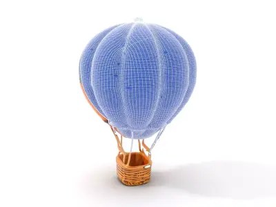 Patchwork Hot Air Balloon model pack Low-poly 3D model