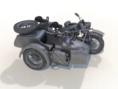 military motorcycle Low-poly 3D model