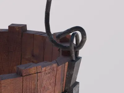 Wooden Bucket rusted Low-poly 3D model