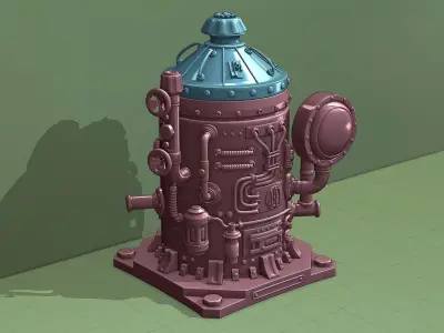 Steampunk desk clock box 3D model