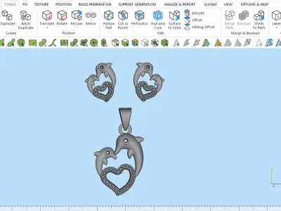  Fancy Heart Pendant Set - 009 3D print model
