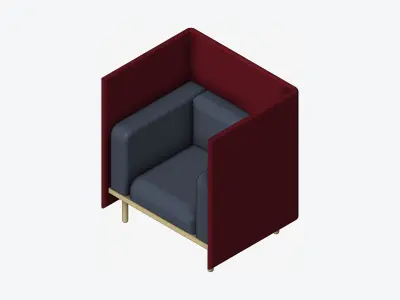 Furniture - Sofa - Contemporary - Flame - Chair Low-poly 3D model