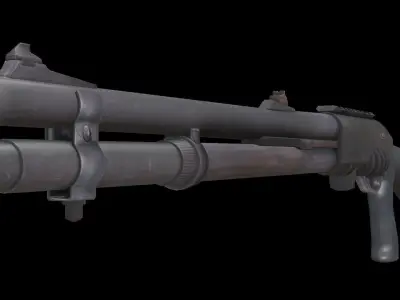 Low Poly Shotgun with textures Free low-poly 3D model