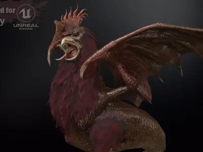  Kurolisk is an ancient Slavic monster Low-poly 3D model