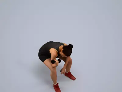 00568Nicole008 - Adult Caucasian woman crouching during 3D model