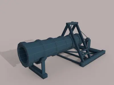 Low poly Stylized Huge Cannon Low-poly 3D model