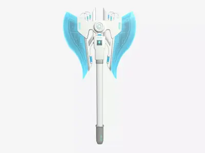 SciFi War Axe B02 White Blue - Sci Fi Weapon Design Low-poly 3D model