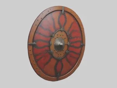 Wooden shield Model Low-poly 3D model