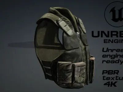 military bulletproof vest game ready UE5 FBX Low-poly 3D model purchase