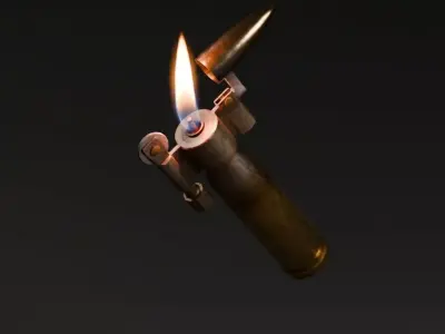 12-7mm Low Poly Bullet Lighter - Game Ready Lighter Prop Low-poly 3D model