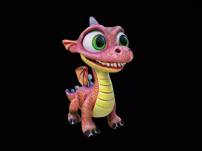 cute cartoon dragon stylized 3D model