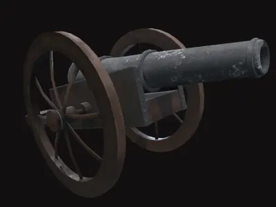 Medieval Cannon V02 New Low-poly 3D model
