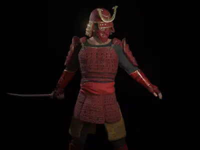 Samurai armor Low-poly 3D model