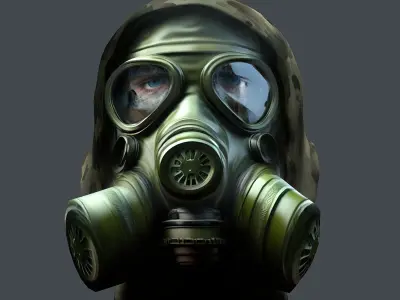 Gas mask helmet 3d model military combat Low-poly  Low-poly 3D model 10