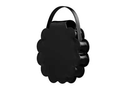 Black Leather Flower Flap Bag 3D model