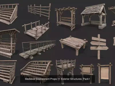 Medieval Exterior Structures Collection 3D Model Pack