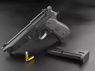 Beretta M9A1 9mm Handgun Low-poly 3D model