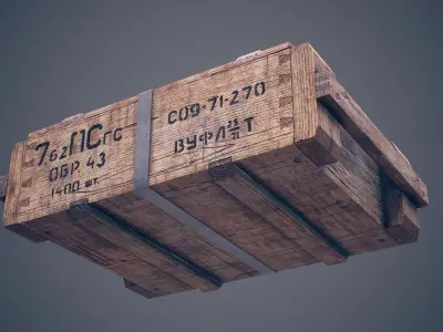 Soviet ammunition crate Low-poly 3D model