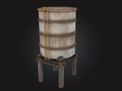 Reservoir Tower  Elevated Utility with Industrial Character 3D model