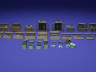 Low Poly Weapon And Container Assets Low-poly 3D model