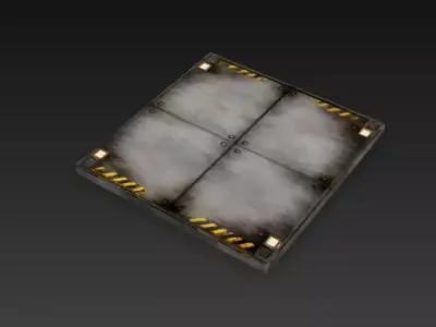 Sci-Fi Industrial Floor Panel Tile - PBR Low Poly Game Ready Low-poly 3D model