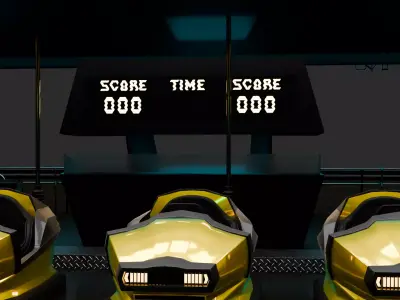 Sci-Fi Cyberpunk Bumper Cars Arena - Theme Park Ride 3D Model Low-poly 3D model