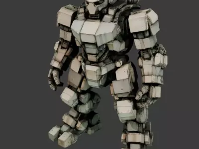 Dystopian robot Low-poly 3D model