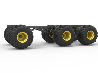 Chassis of 6x6 Monster Truck Version 2 Scale 1 to 25 3D print model