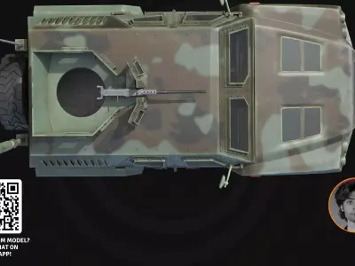 3D Model Army Hybrid Armored Vehicle -  Military Transport 3D model