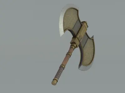 Medieval axe with runes 3D model